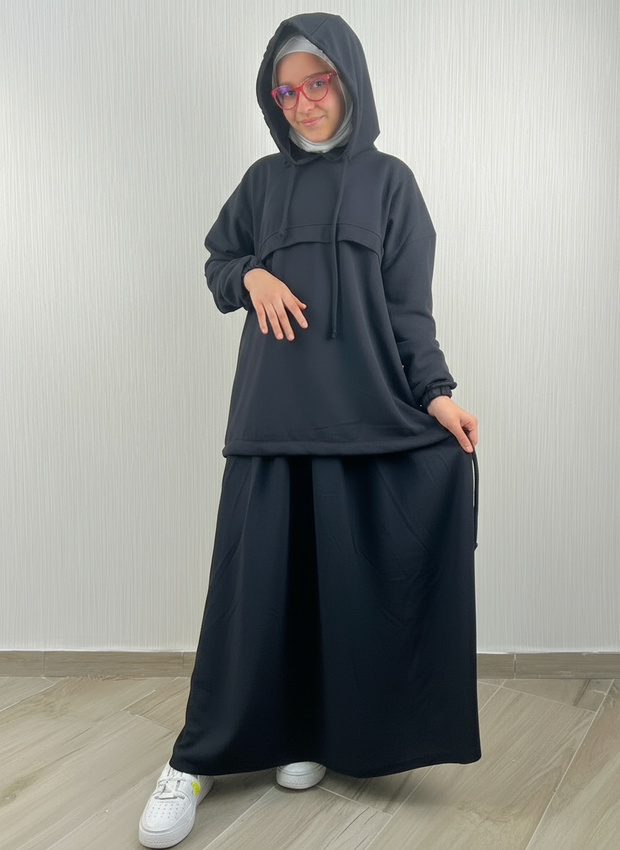 Ensemble Hijabi Hoodie & Jupe Fille