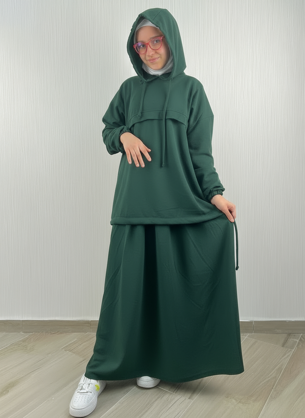 Ensemble Hijabi Hoodie & Jupe Fille