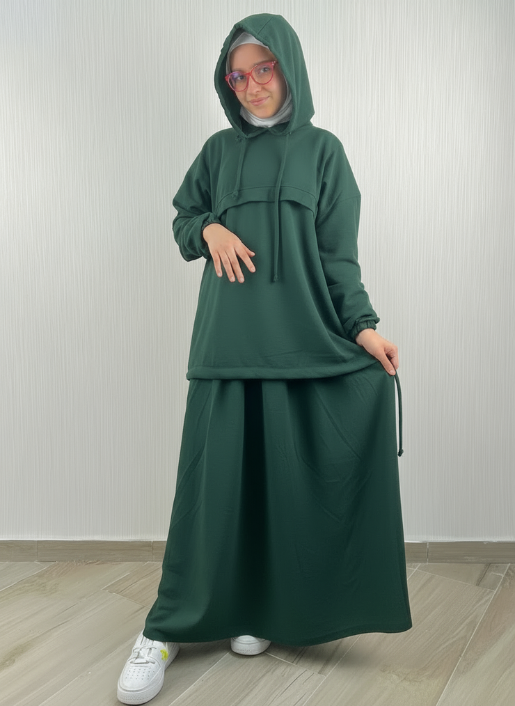 Ensemble Hijabi Hoodie & Jupe Fille